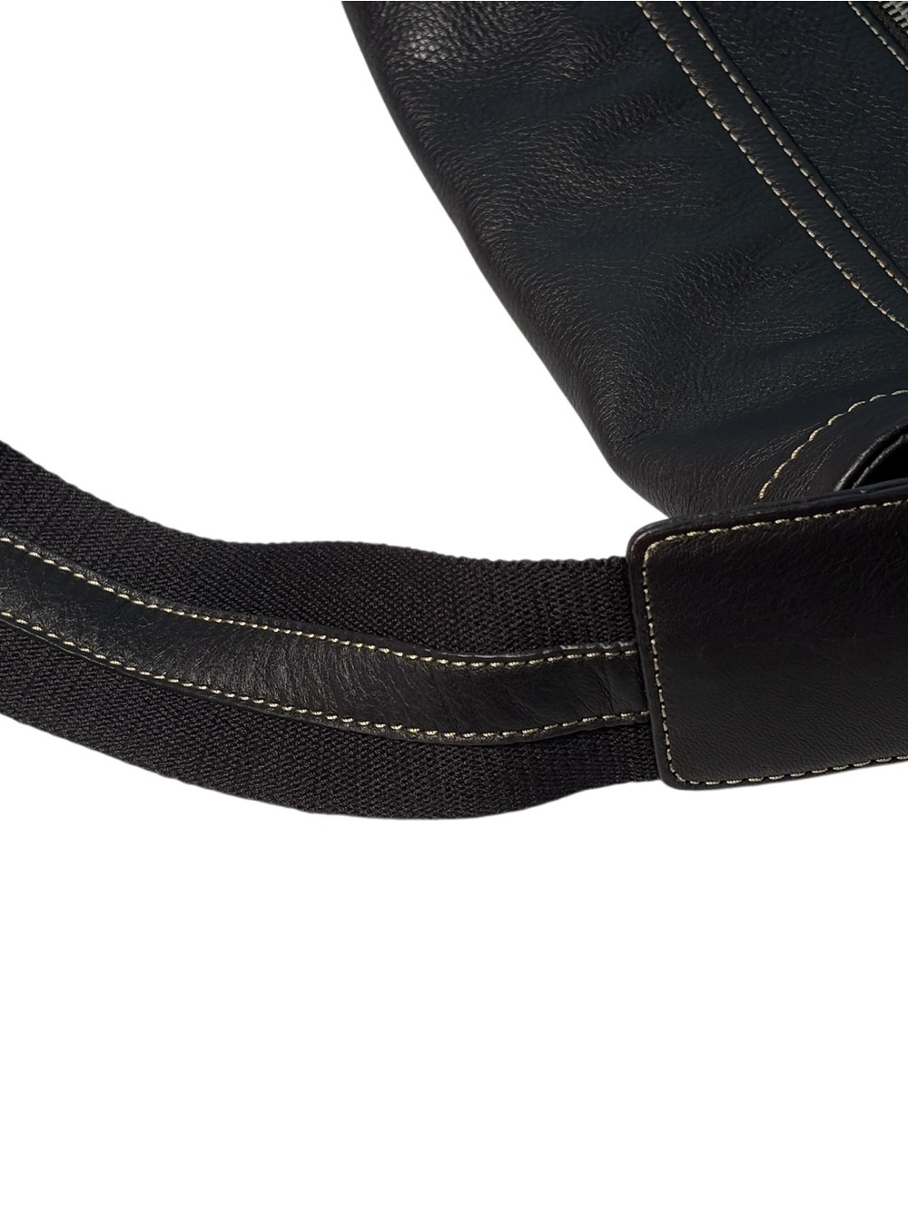 Levenger Pebbled Leather Messenger Bag Laptop Tablet Bomber Mocha Shoulder Strap - Picture 16 of 16